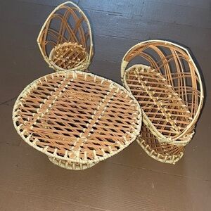 3 piece wicker furniture set small succulent air plants boho home Decor‎